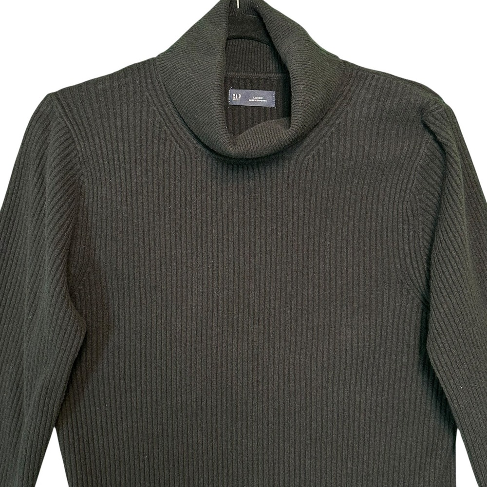 GAP Cash Soft Ribbed Turtleneck Midi Sweater Dress Black Large Long Sleeve Knit - Picture 6 of 14